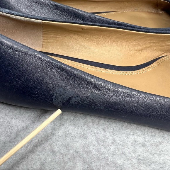 Tory Burch Powder Coated Melinda Ballet Flats Leather Perfect Navy Blue Size 8.5 - Picture 3 of 16